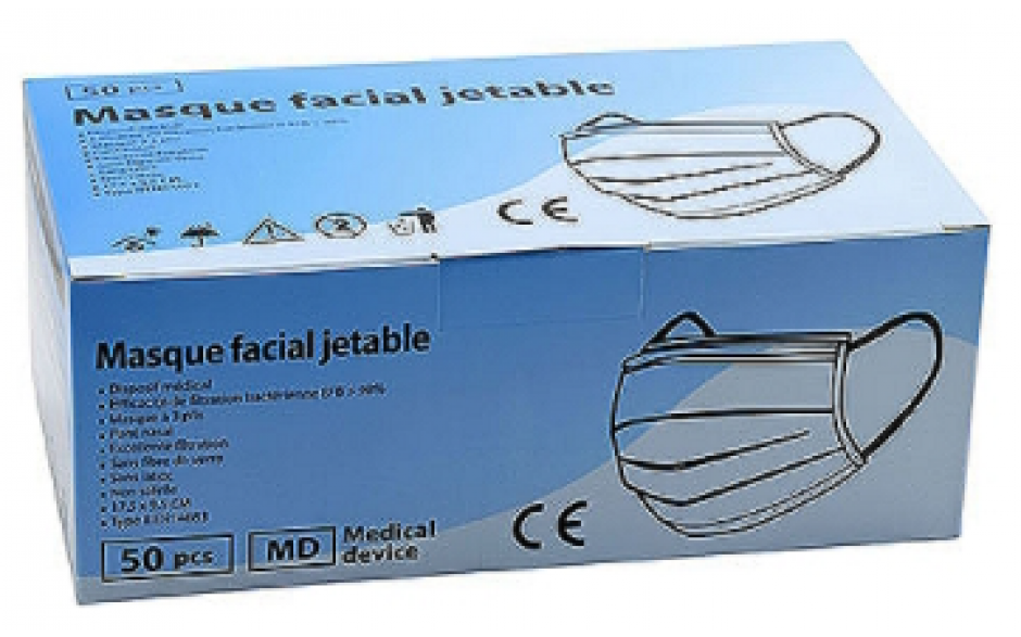 MASQUE MEDICAL 3 plis / BOITE DE 50